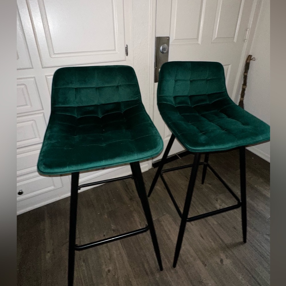 Green velvet bar stools